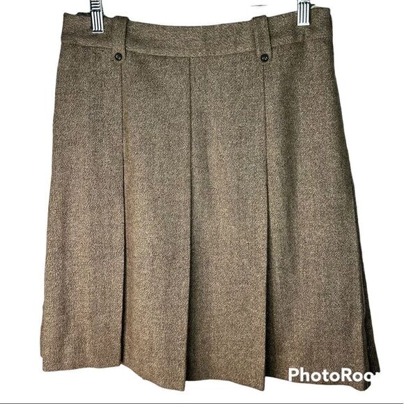 New! Lavinia Club Pleaded Preppy, Academia Gold Metallic/Brown Skirt Sz Small - Picture 1 of 11